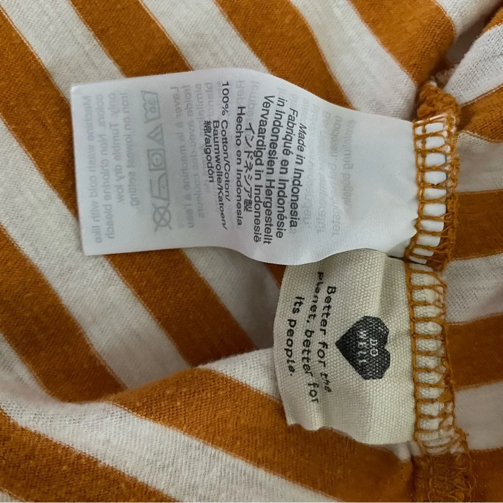 Madewell White & Mustard Striped V-Neck Pocket Tee 100% Cotton t-shirt Medium - Picture 5 of 5